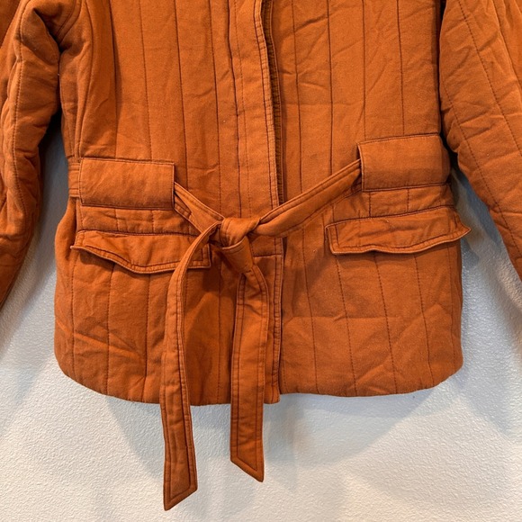 Universal Thread Burnt Orange Quilted Belted Utility Jacket Mock Neck Small - Picture 5 of 11